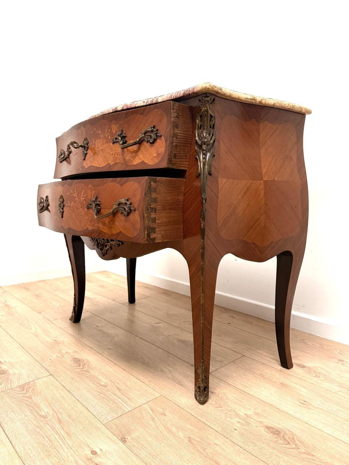Louis XV Style Commode Superb Rare Sienna Pink Marble Delivery Available 0024 photo Furniture