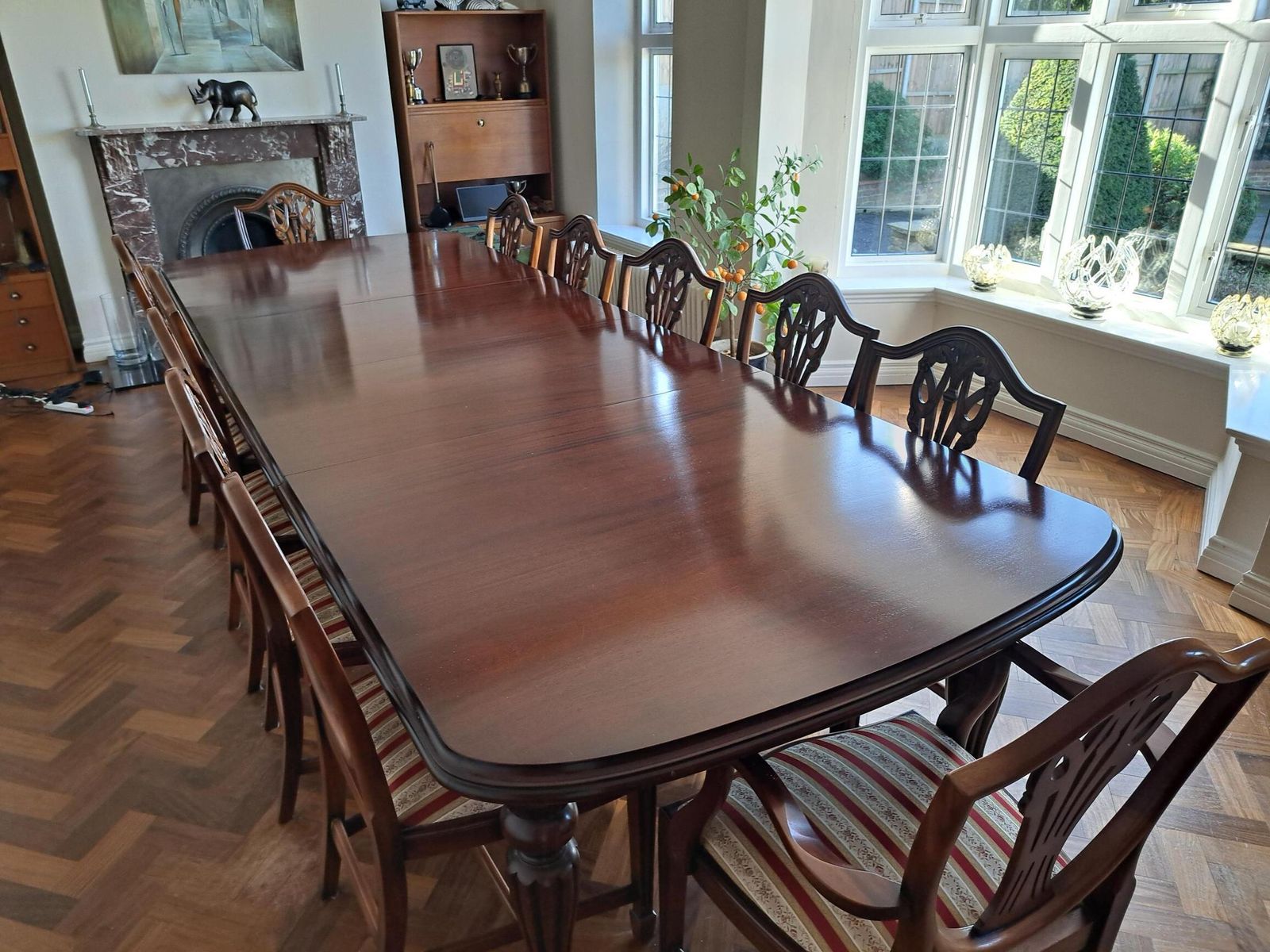 Magnificent Regency Style 11' Mahogany Dining Table And 12 Chairs photo furniture