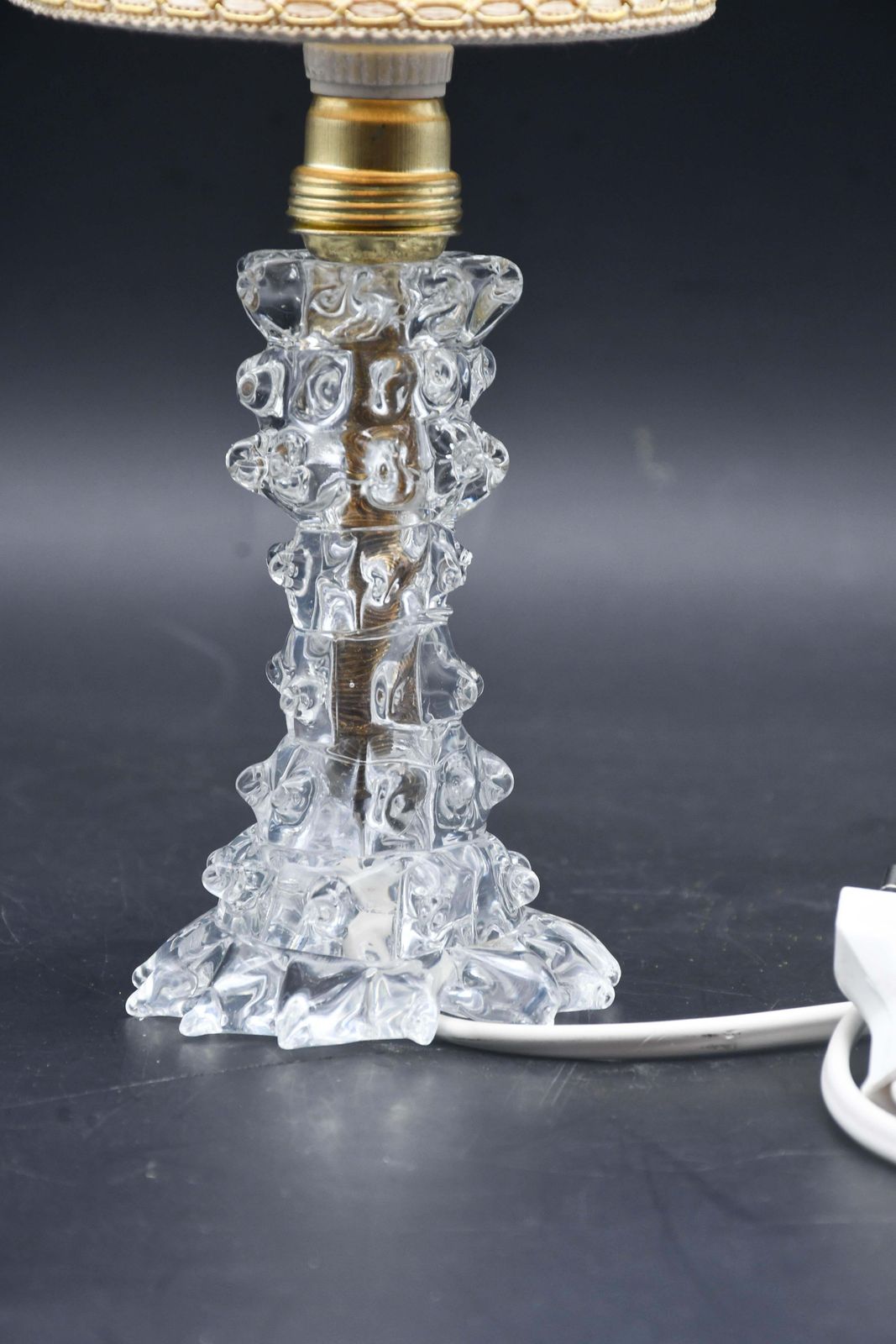 Charming Table Lamp In Rostrato Murano Glass Vase For Barovier & Toso, 1940s photo Lighting