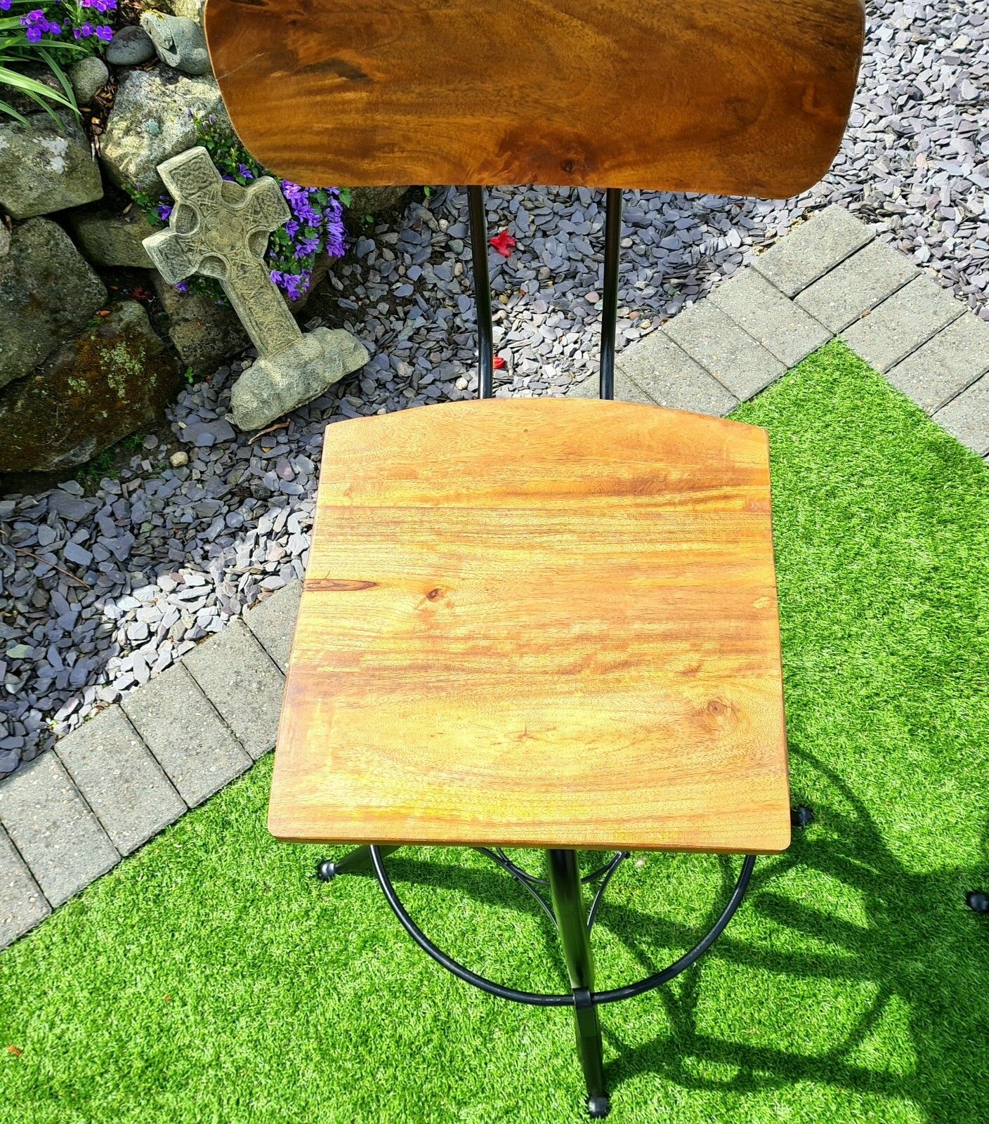 Vintage Mango Wood Industrial Bar Stool Delivery Available 0243 photo buy