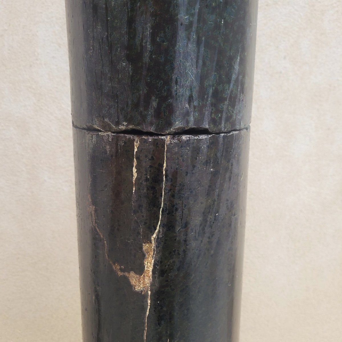 Pair Of Green Marble Columns, H190cm, 19th Century photo vintage
