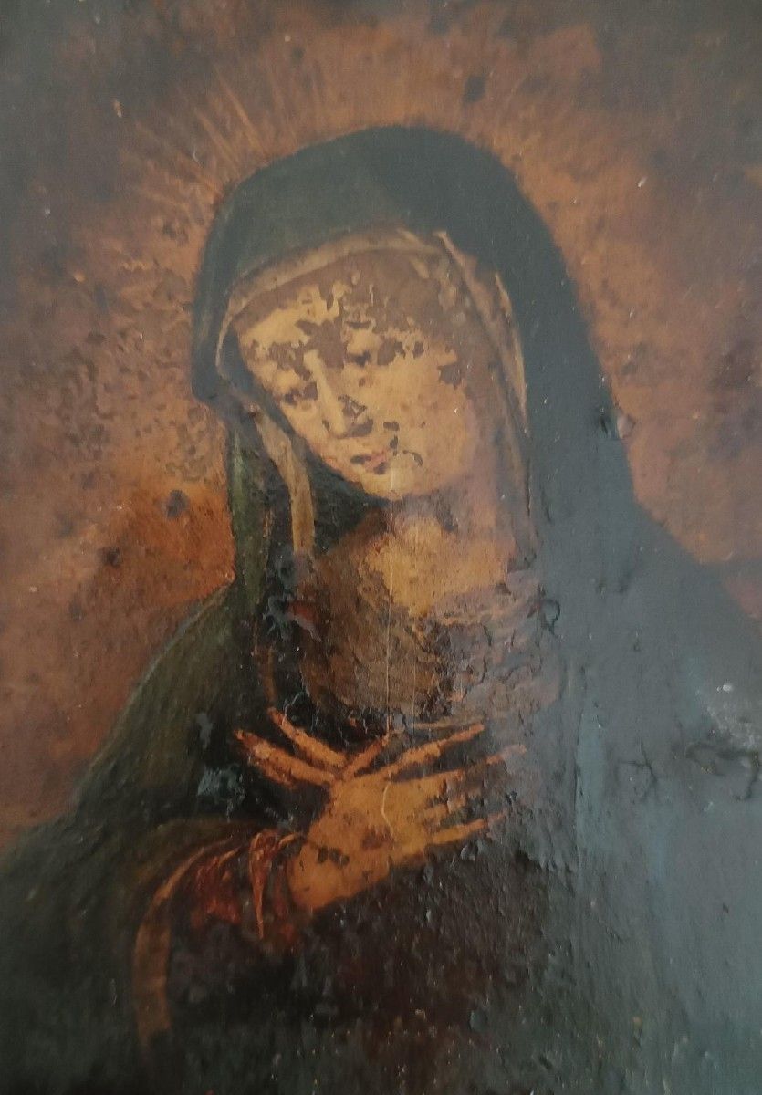Peinture Ancienne Sur Cuivre Représentant La Vierge Marie, Xviie/Xviiie Siècle photo Art