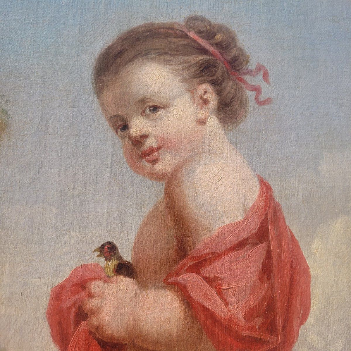 Oil On Canvas, 152 X 88 Cm, Putti Playing With Birds, Early 19th Century photo Art