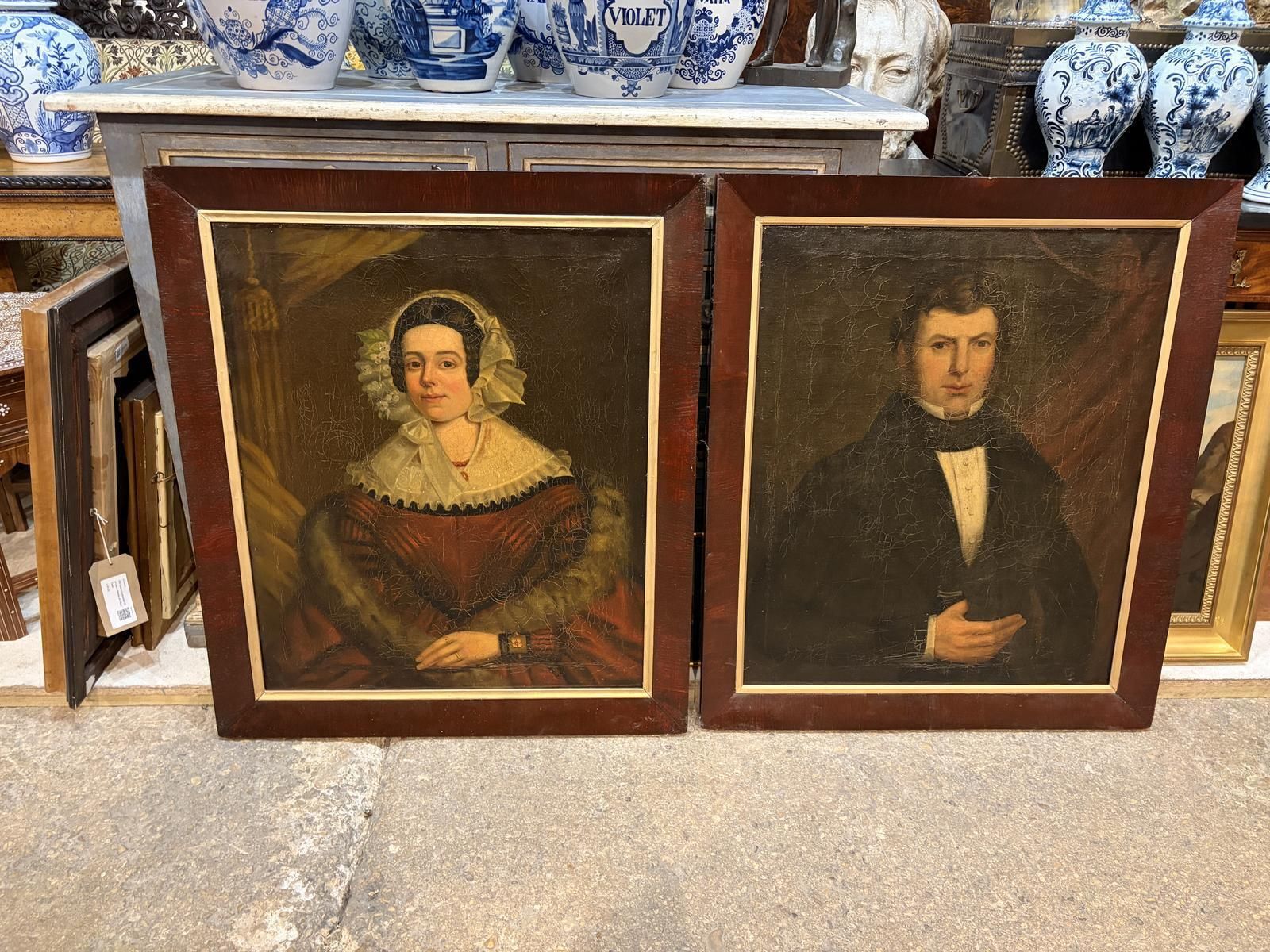 Pair Of 19th Century Oil On Canvas Portraits photo furniture