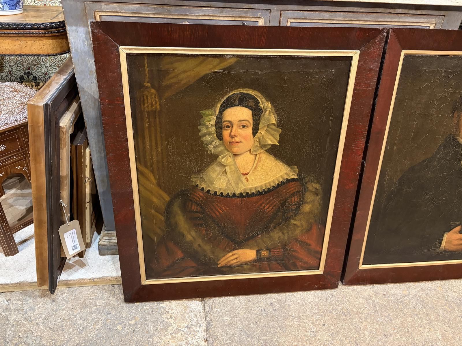 Pair Of 19th Century Oil On Canvas Portraits photo vinterior
