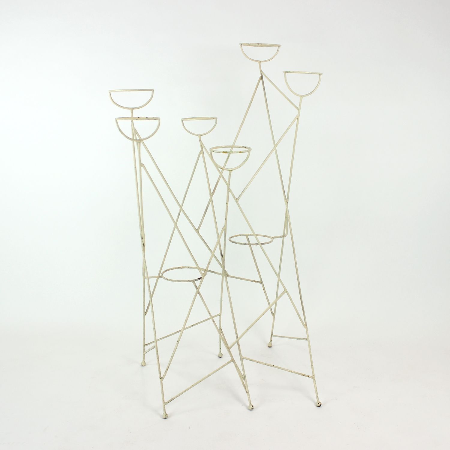 Large Mid Century Steel Plant Holder Stand, Czechoslovakia 1960s