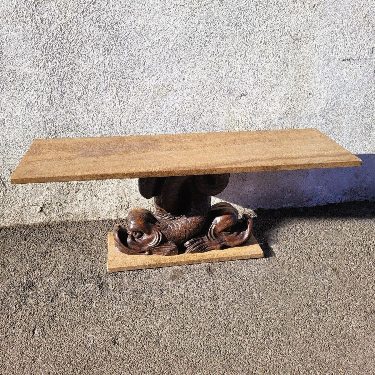 Coffee Table, 160cm Long, Marbre And Carved Wood, 18th Century