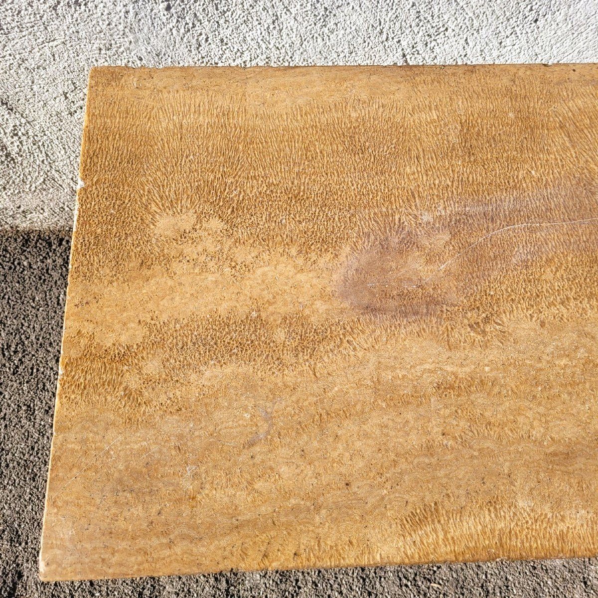 photo furniture Coffee Table, 160cm Long, Marbre And Carved Wood, 18th Century