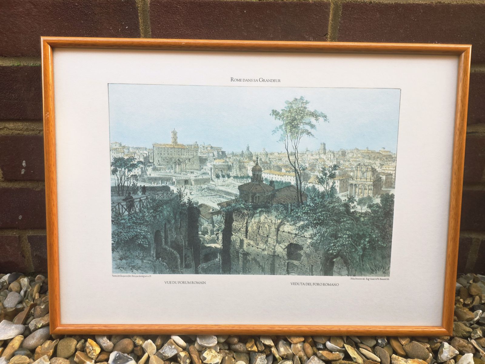 Rare Set Of 4 Wood Framed Colour Lithographs Of Rome In 1870 By Benoist photo 379.0