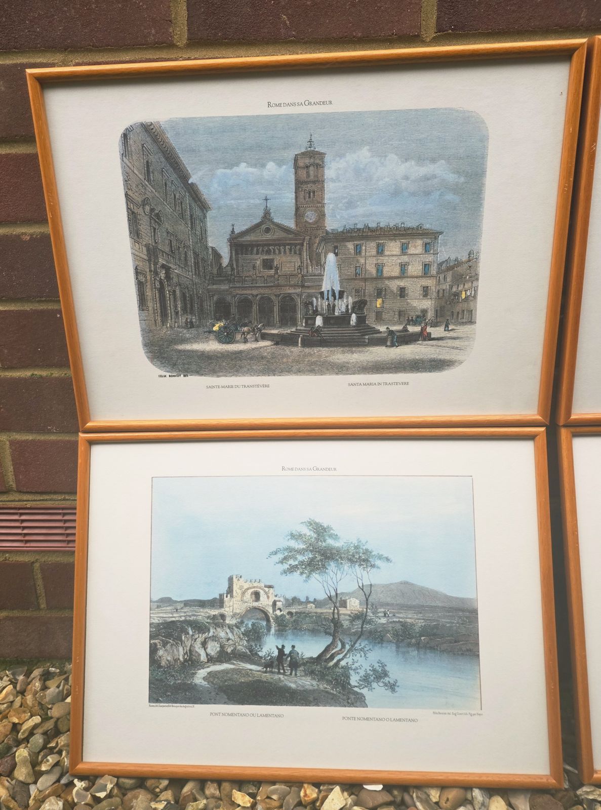 Rare Set Of 4 Wood Framed Colour Lithographs Of Rome In 1870 By Benoist photo vinterior