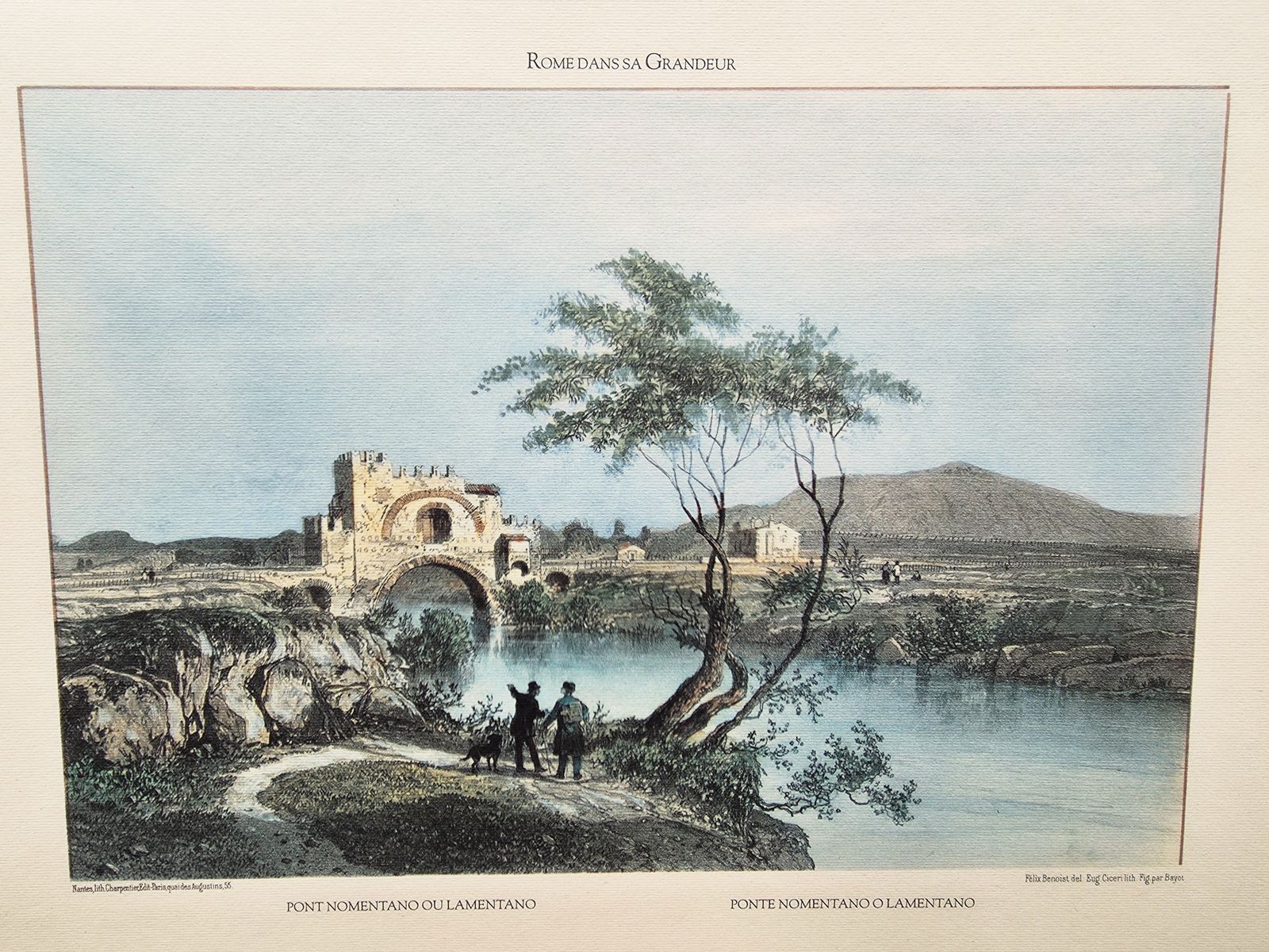 photo for sale Rare Set Of 4 Wood Framed Colour Lithographs Of Rome In 1870 By Benoist