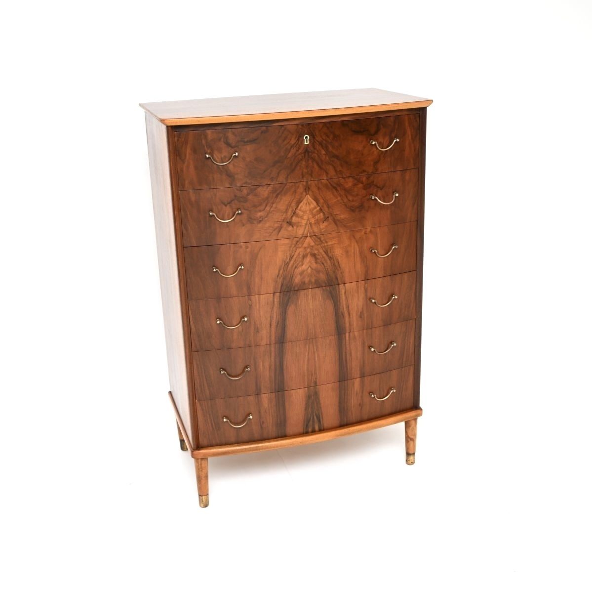Danish Vintage Walnut And Brass Chest Of Drawers photo buy