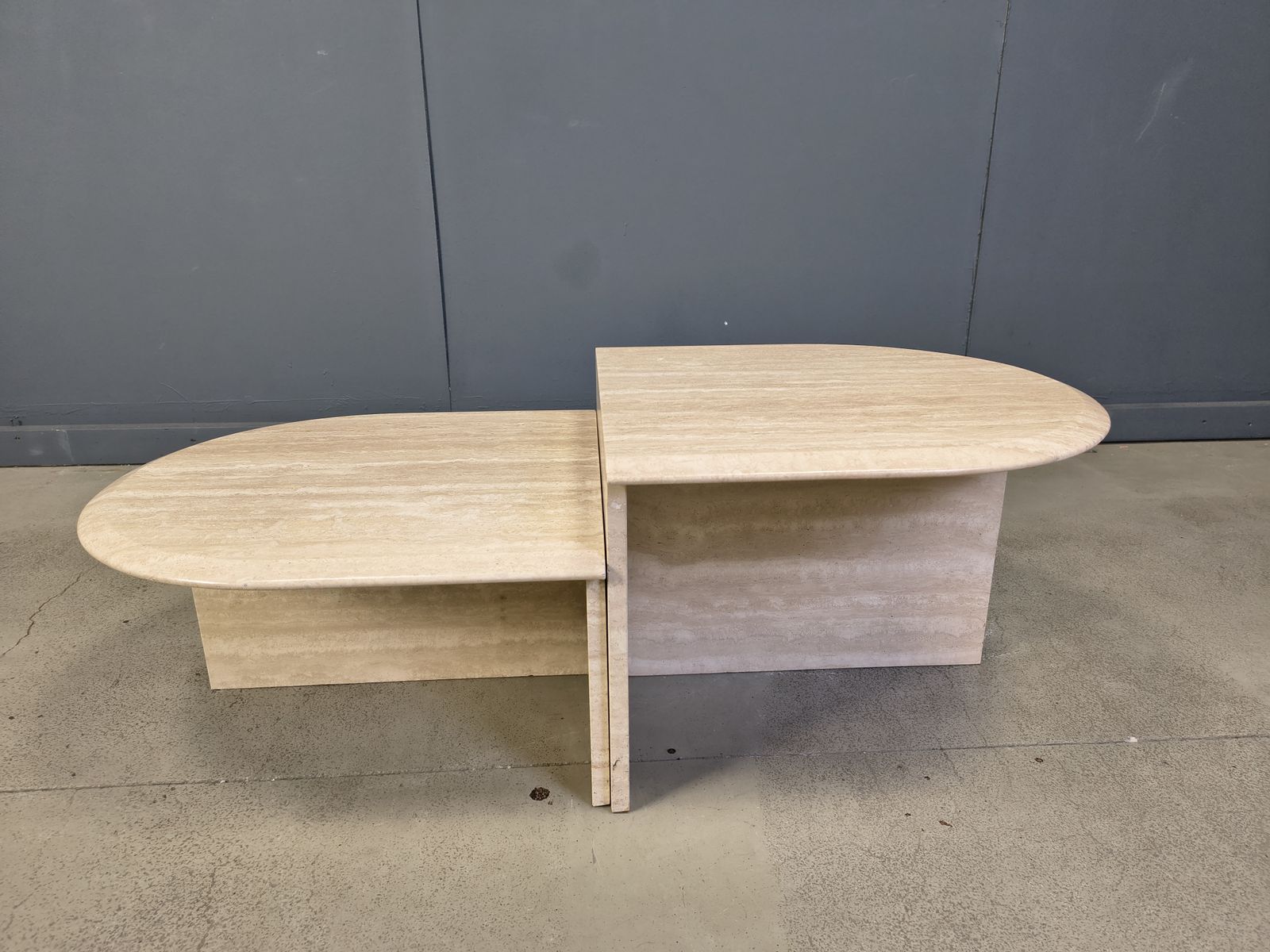 Pair Of Vintage Travertine Coffee Tables Or Side Tables, 1970s