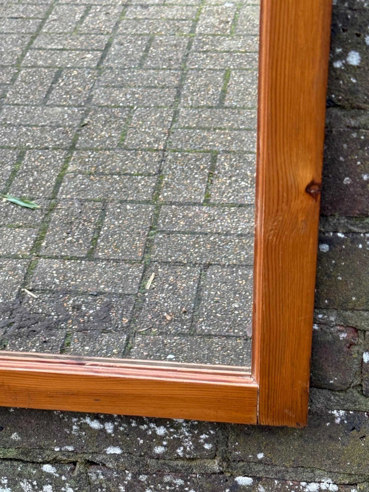 Vintage 1980s Rustic Pine Wall Mirror With Decorative Pediment photo vintage