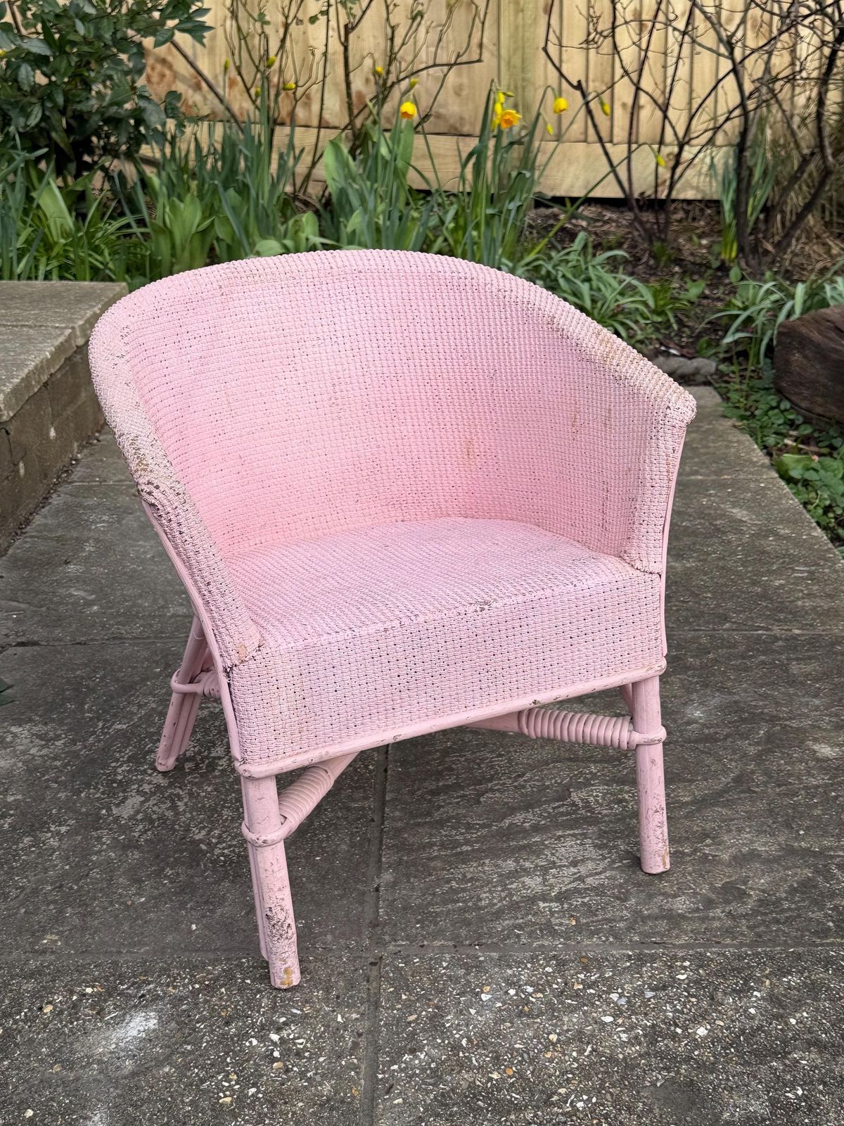 Vintage 1950s Child's Pink Lloyd Loom Style Tub Chair With Woven Seat photo Furniture