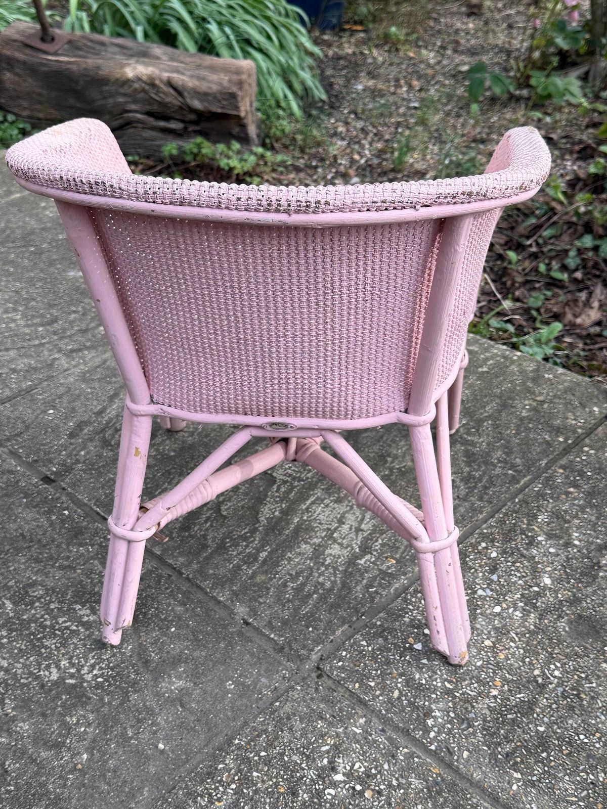 Vintage 1950s Child's Pink Lloyd Loom Style Tub Chair With Woven Seat photo buy