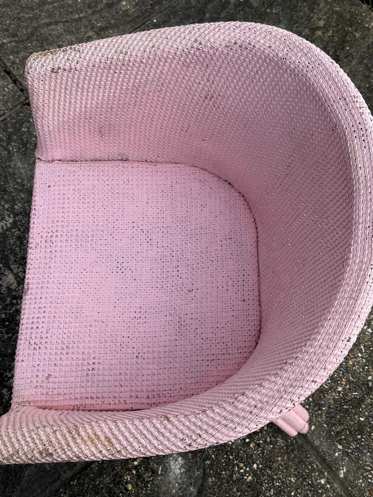 photo buy Vintage 1950s Child's Pink Lloyd Loom Style Tub Chair With Woven Seat
