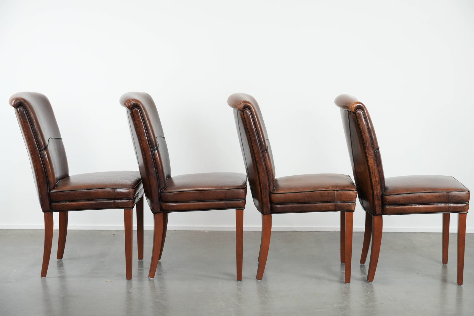 Comfortable Set Of 4 Beautiful Sheepskin Dining Chairs With Character And Beautiful Warm Colors photo for sale