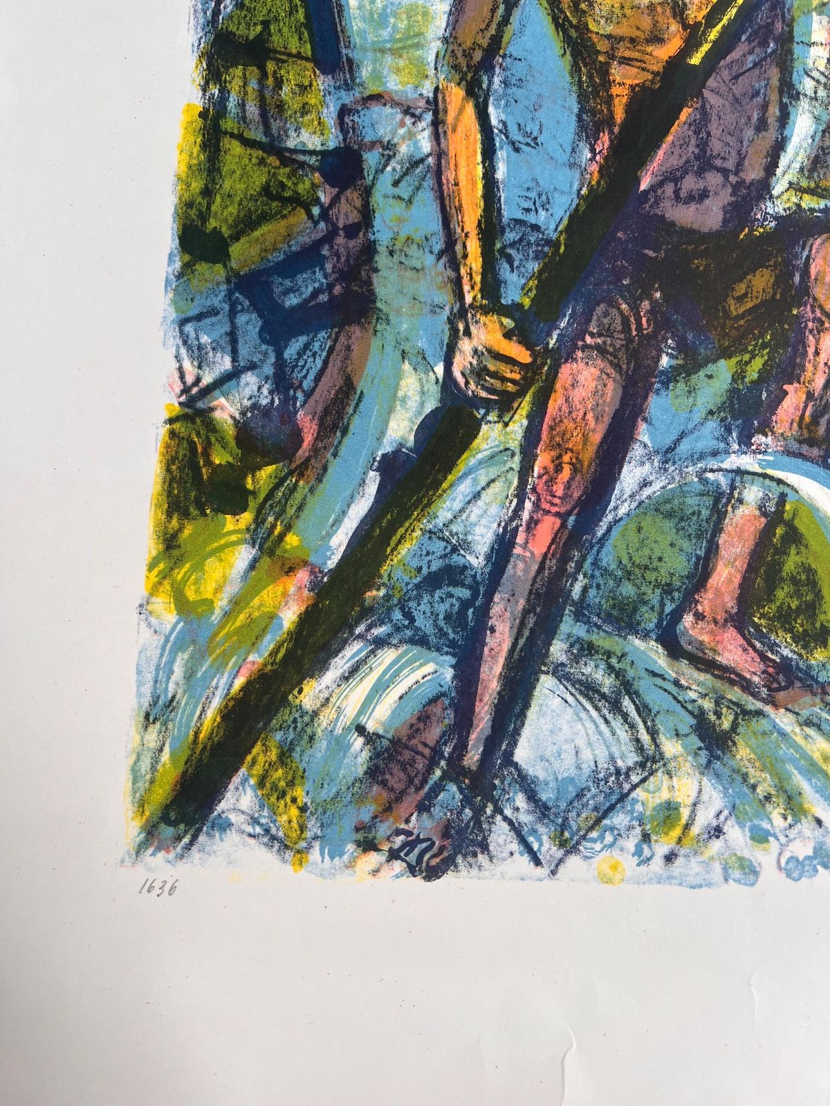Hans Stocker "Saint Christopher" Original 1965 Lithograph – Signed & Numbered Swiss Modernist Art photo Art