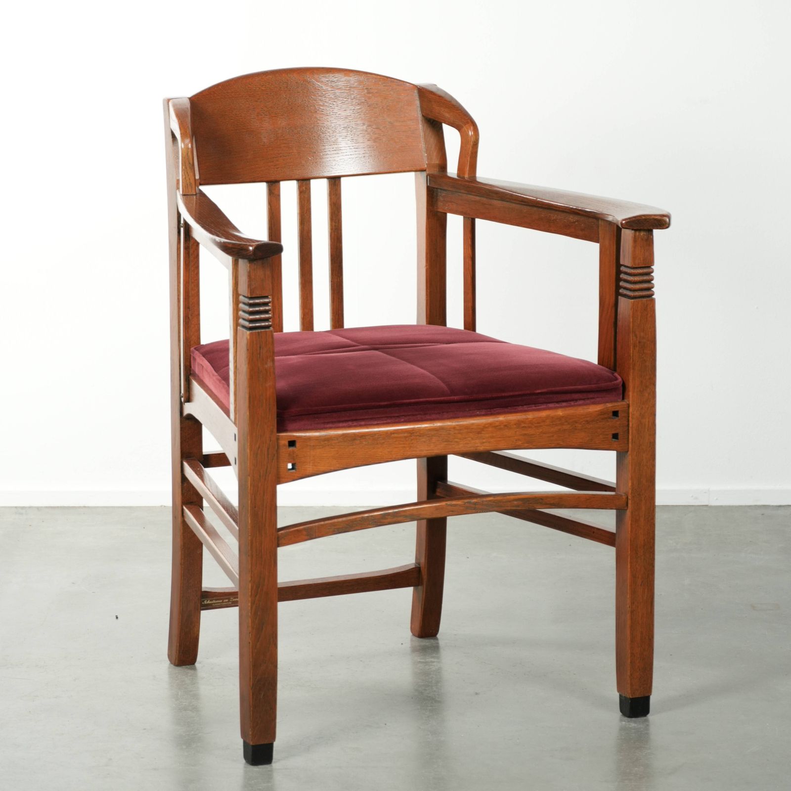Art Nouveau/ Jugendstil Design Schuitema Dining Chair/Side Chair With A Luxurious Red Fabric Upholstery
