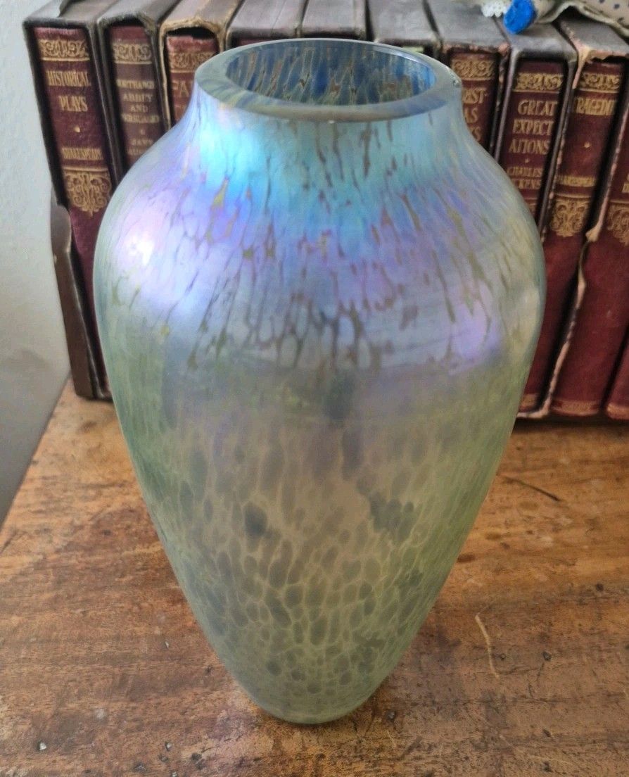 Very Rare Loetz Papillon Iridescent Glass Vase Art Nouveau Bohemian 20cm Tall photo vintage