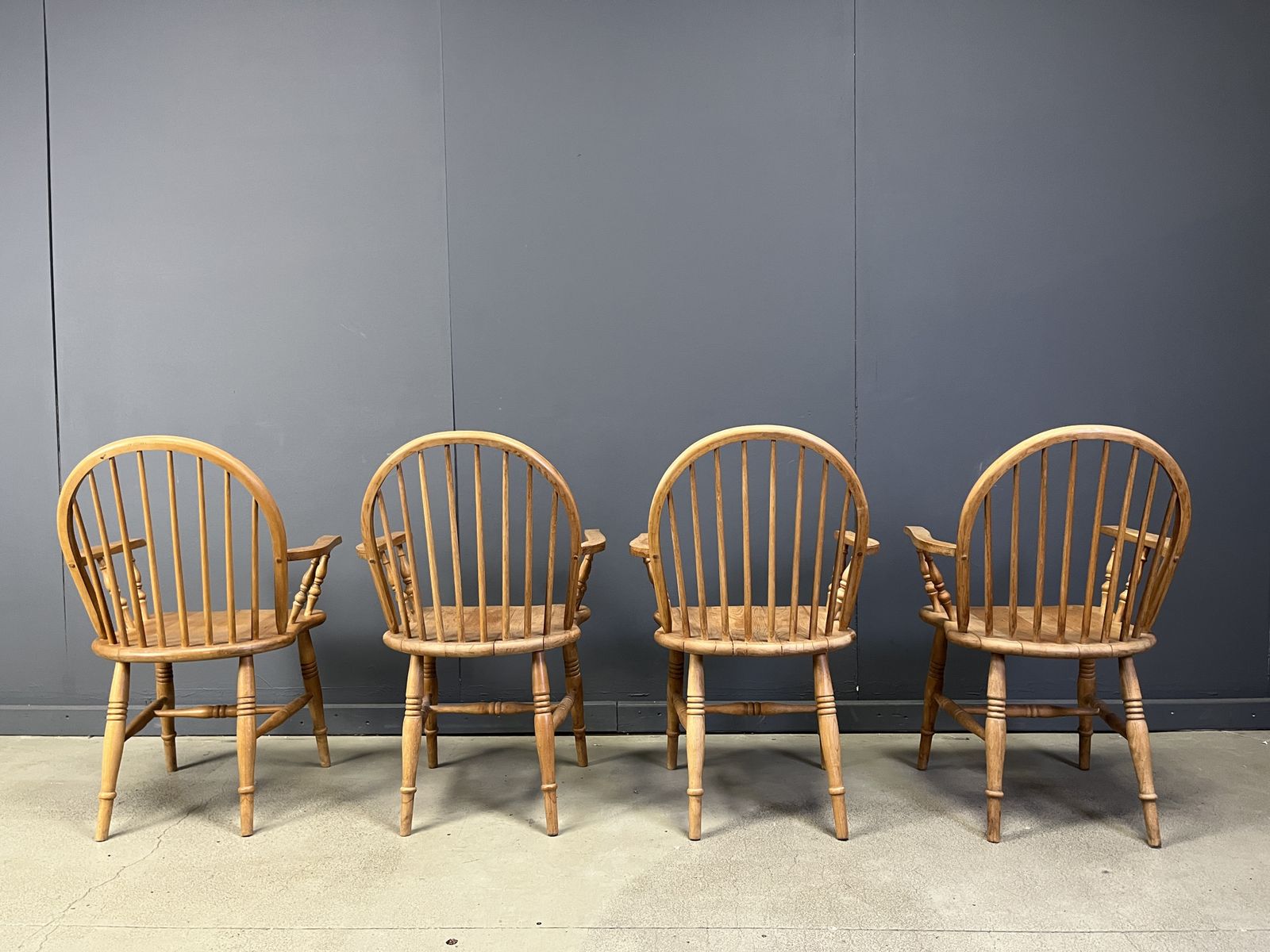 photo for sale Beautiful English Windsor Style Dining Chairs, Set Of 4