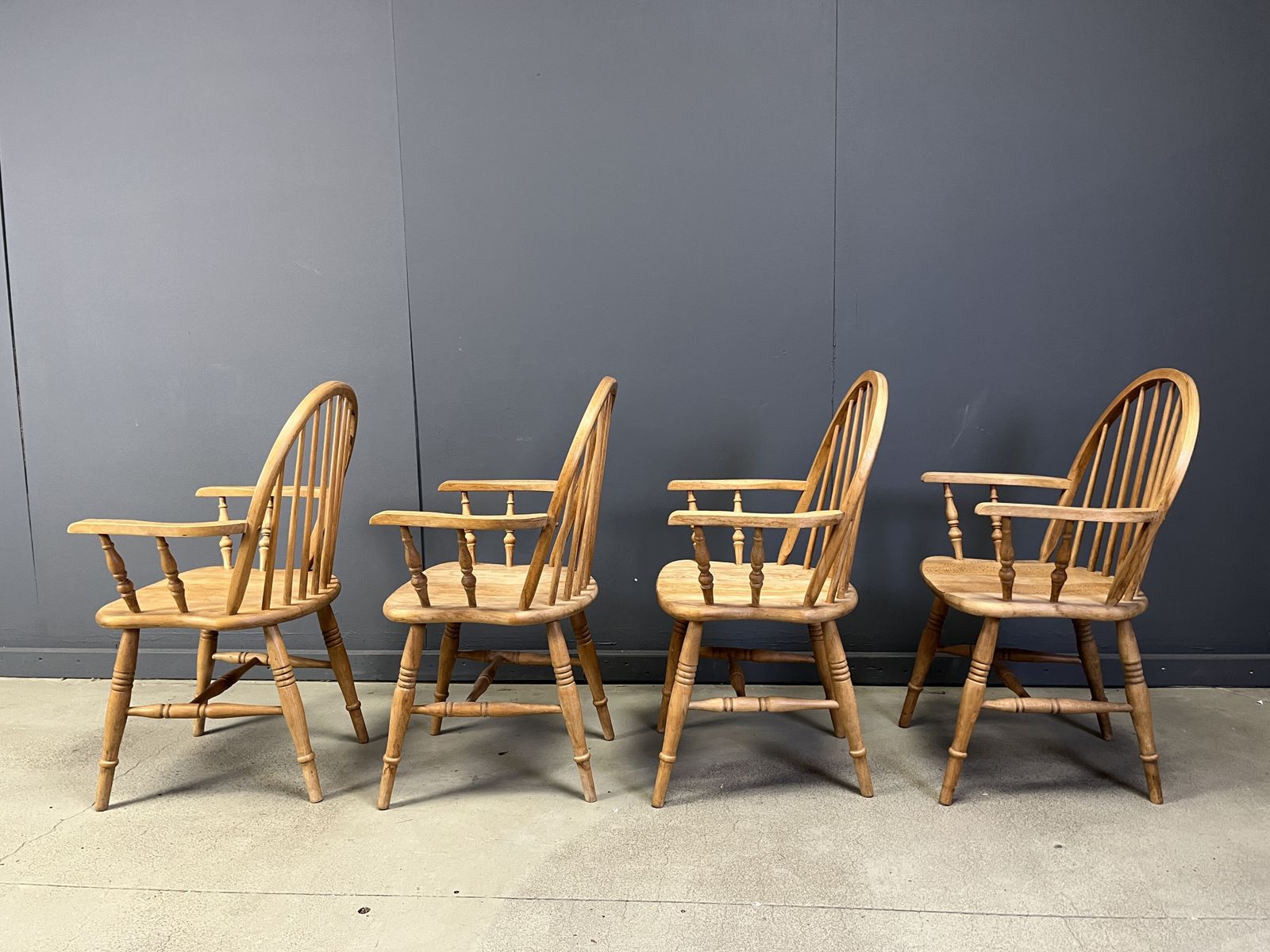 Furniture Beautiful English Windsor Style Dining Chairs, Set Of 4 photo