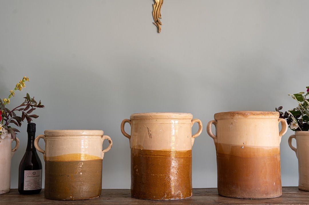 Trio Of Two Toned Antique Italian Puglia Pots photo 960.0
