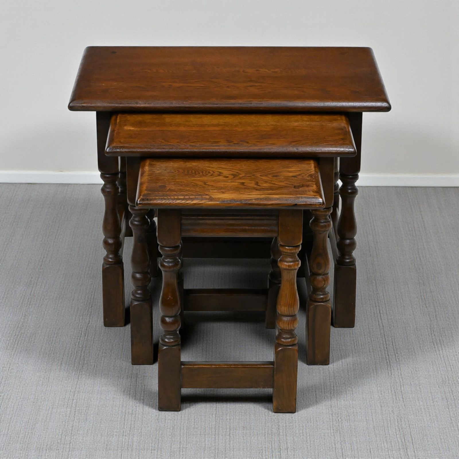 Old Charm Nest Of Tables Solid Oak Model 1494 Gold Badge Finish Free Delivery photo furniture
