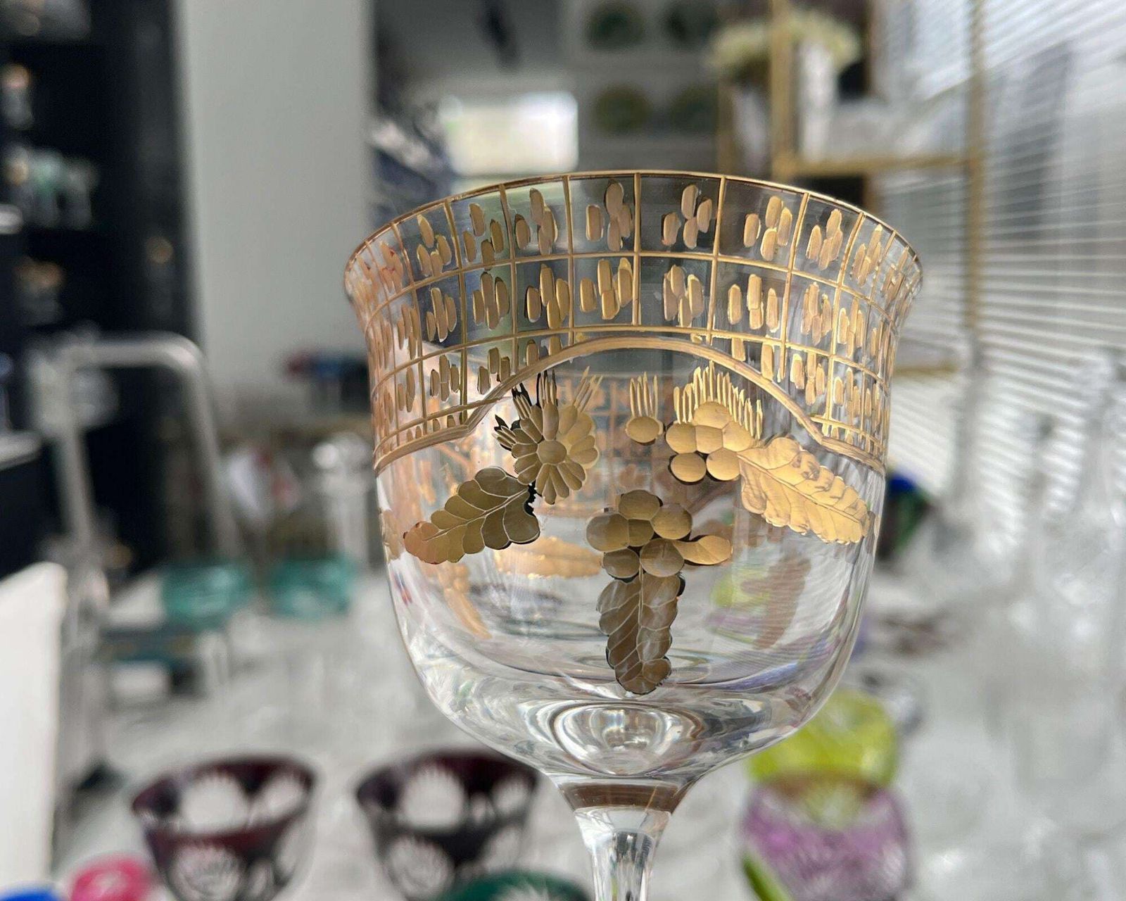 Moser Intaglio Style Glass | 1pc | Heavily Gilded | Florence photo for sale