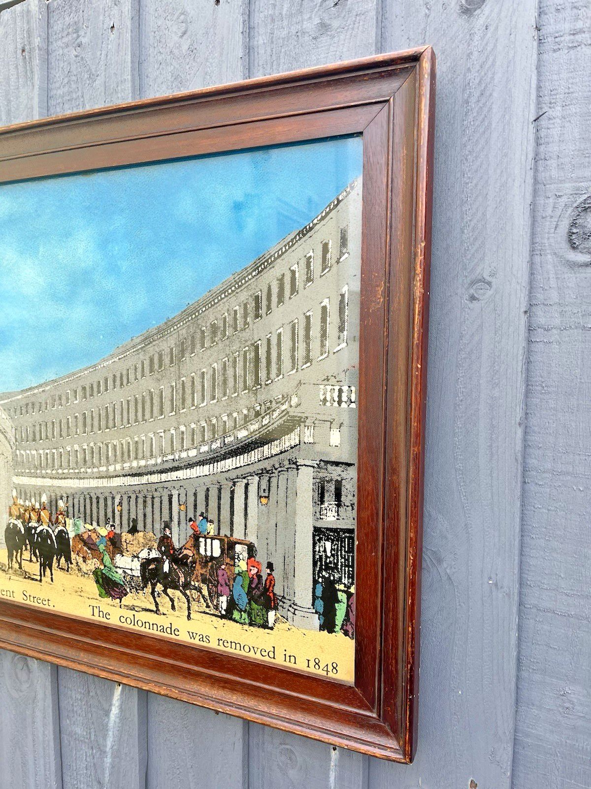 Large Framed Antique The Quadrant Regent Street London Print Guards Horse & Cart photo vinterior