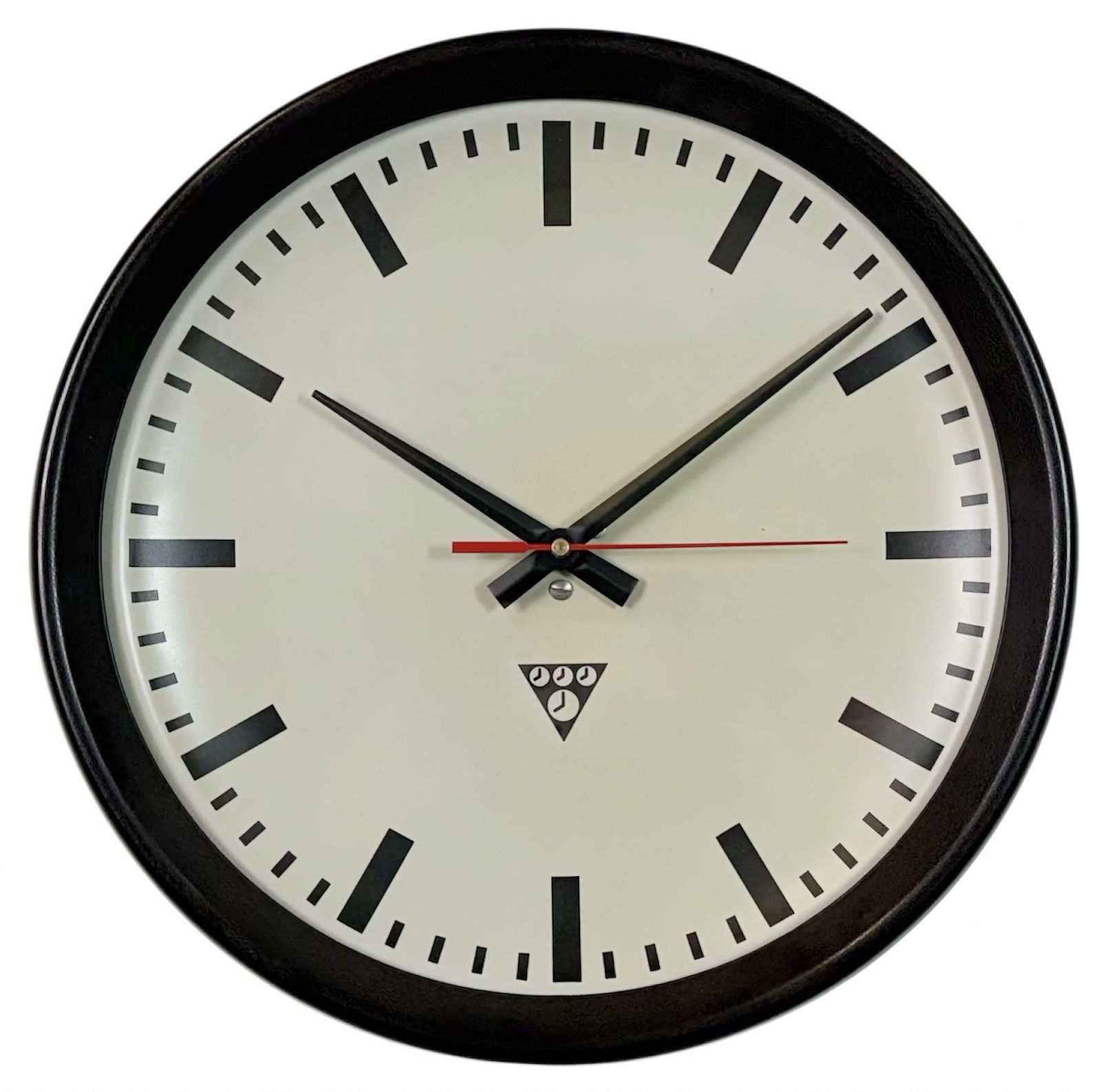 Industrial Brown Bakelite Factory Wall Clock From Pragotron, 1960s
