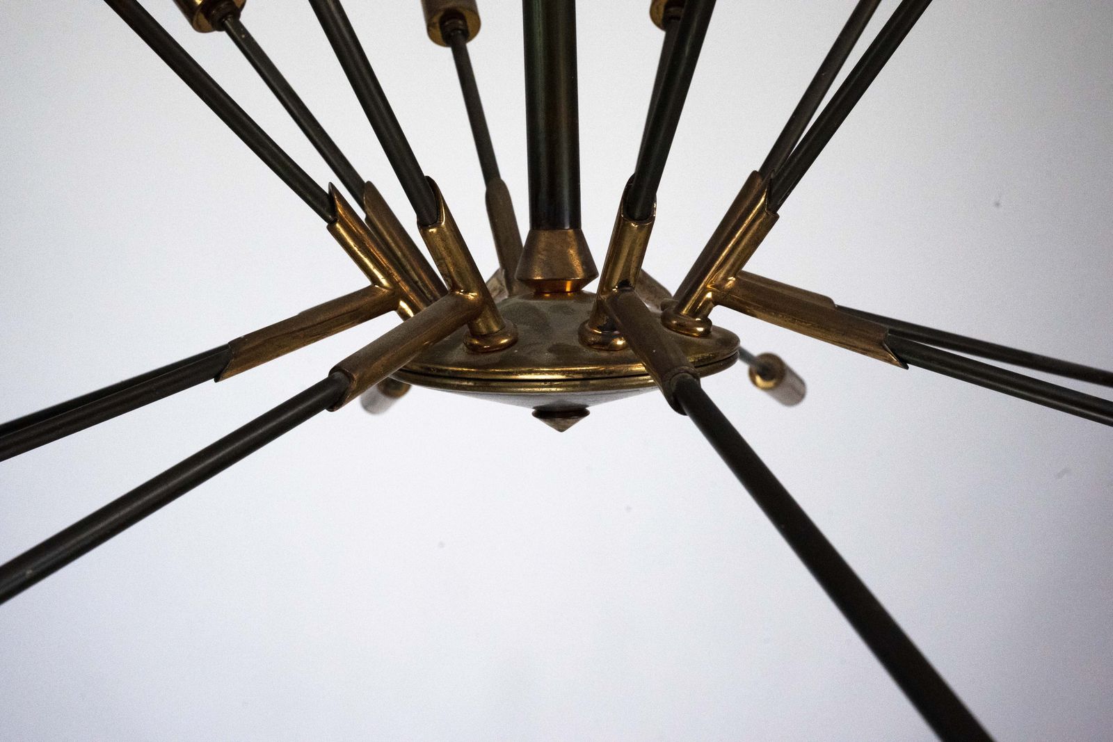 Lighting Rare Stilnovo 16 Arm Brass Sputnik Chandelier – 92 Cm Diameter – Italy, 1950s photo