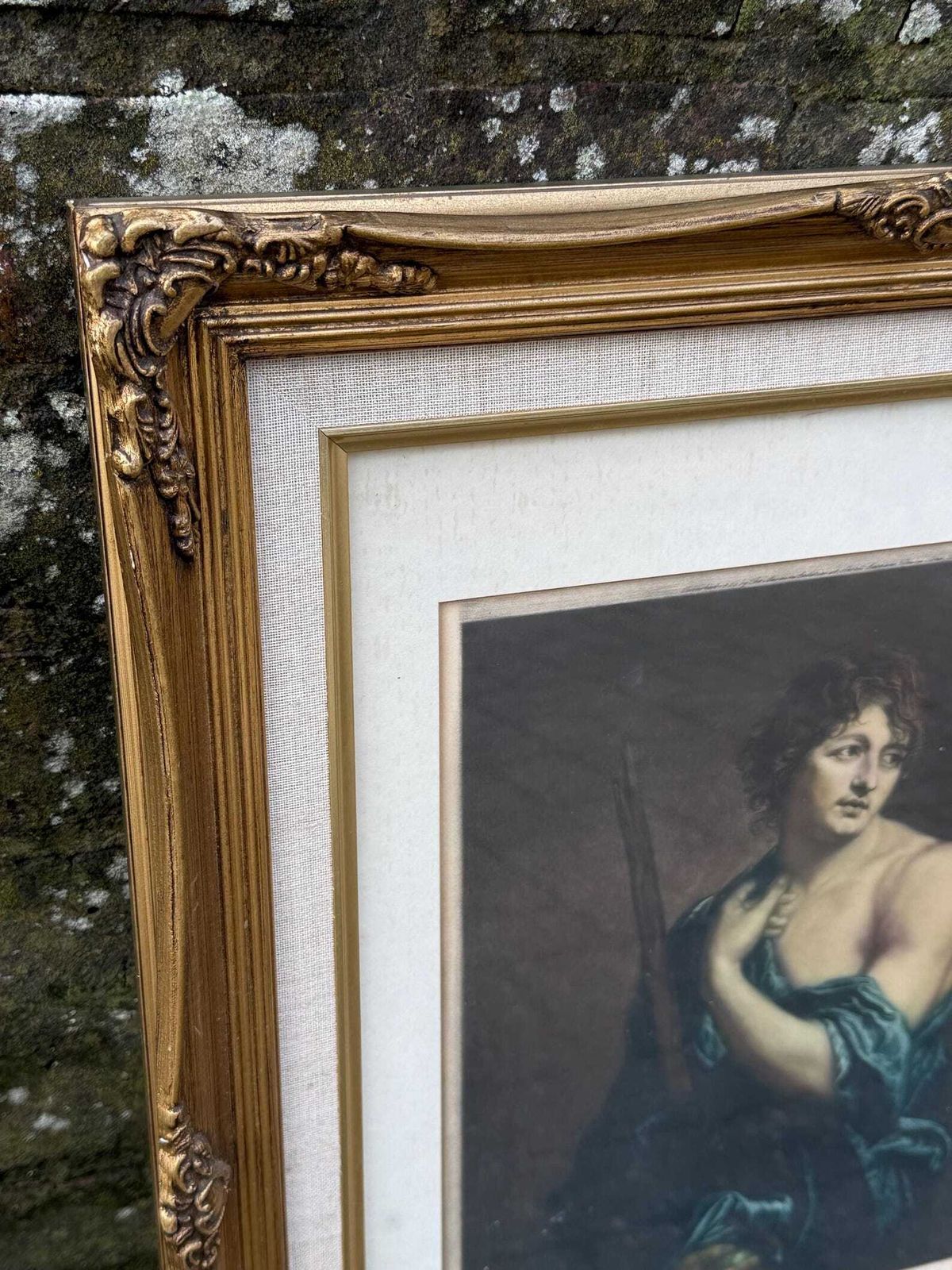 Authentic Retro Pair Of Ornate Gilt Framed Classical Portrait Art Prints photo vintage