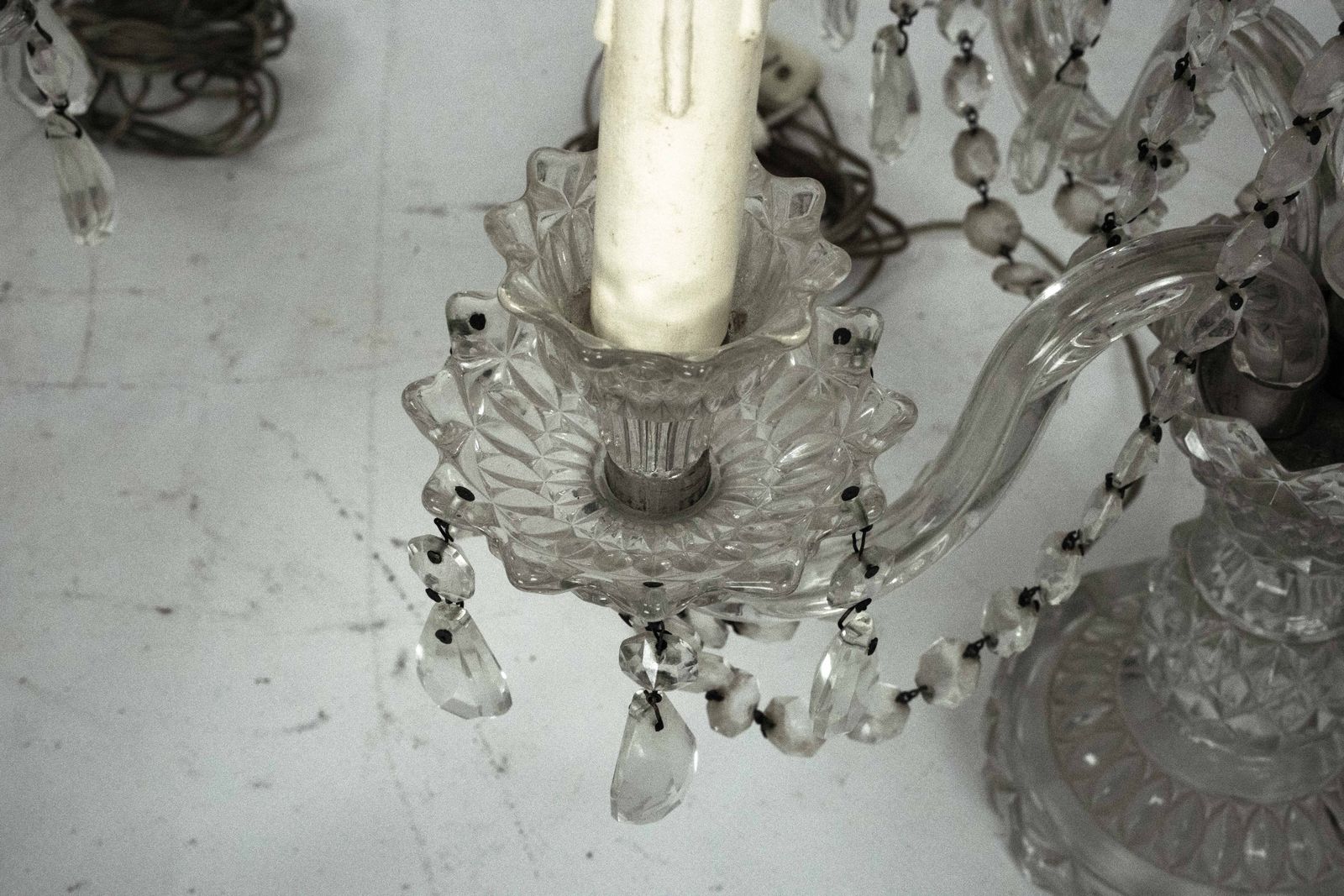 photo buy Maria Theresa Crystal Candelabra Table Lamps. Set Of Two. Italy 1940s