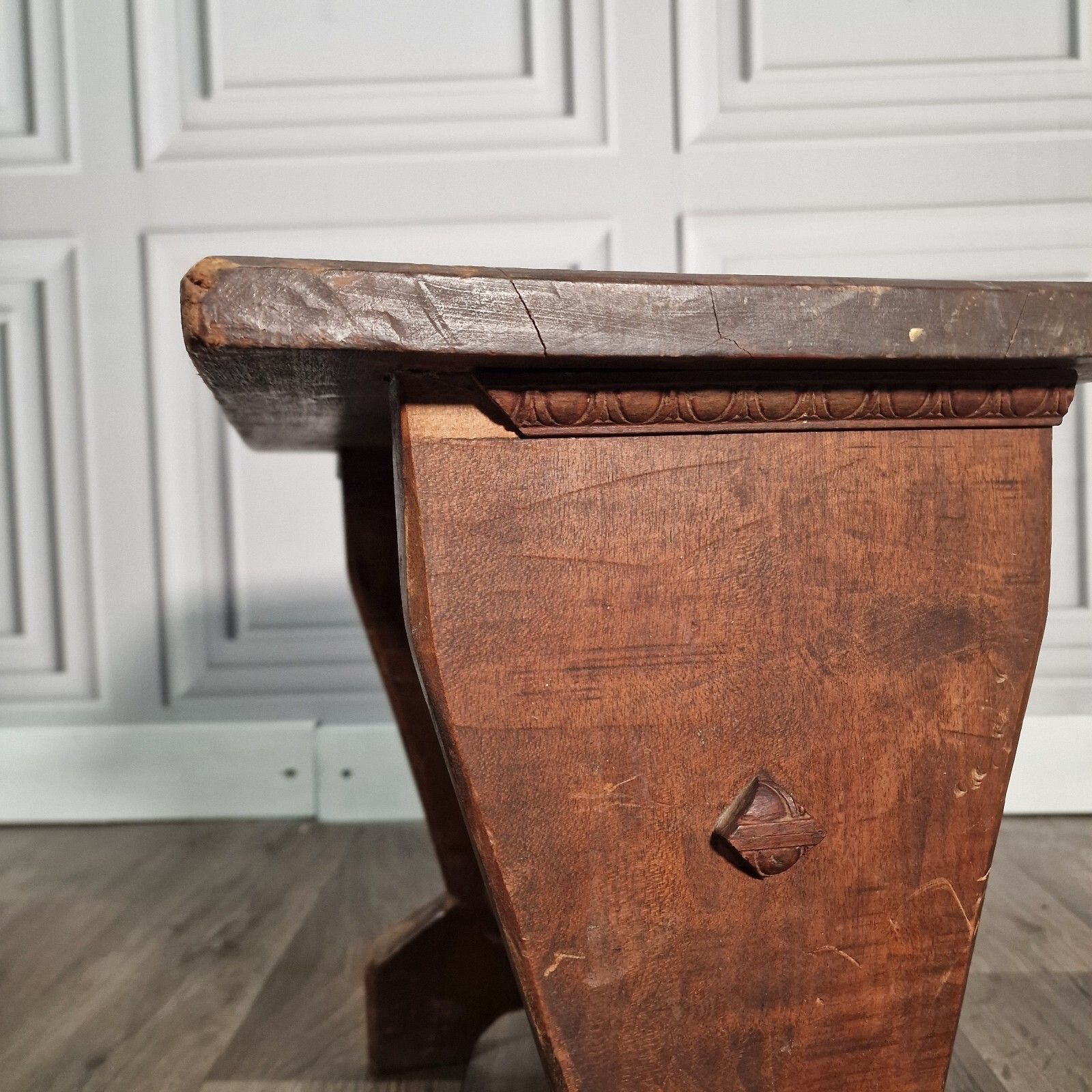 Antique Oak Side Table Arts & Crafts Refectory Style Occasional Coffee photo vintage