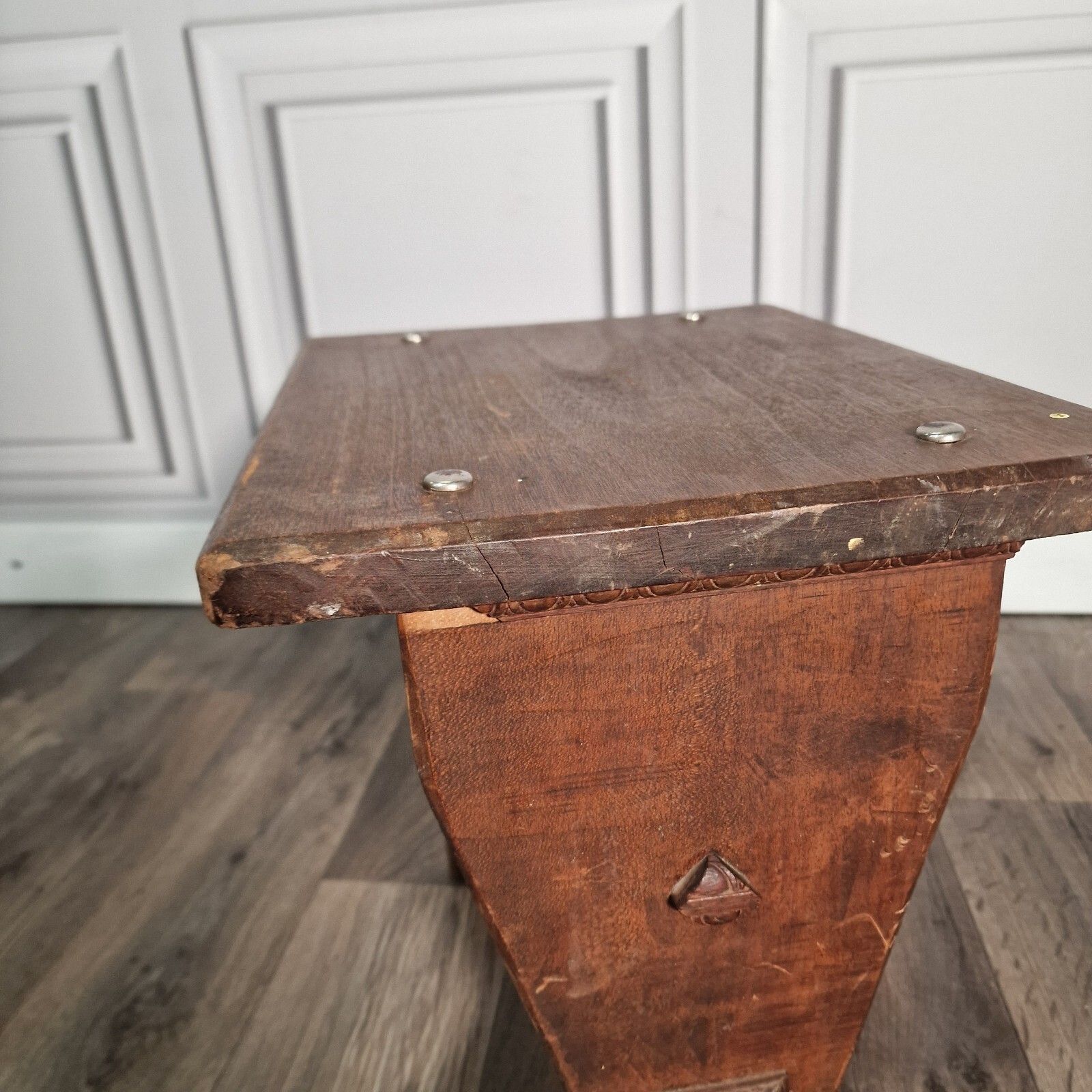 photo furniture Antique Oak Side Table Arts & Crafts Refectory Style Occasional Coffee