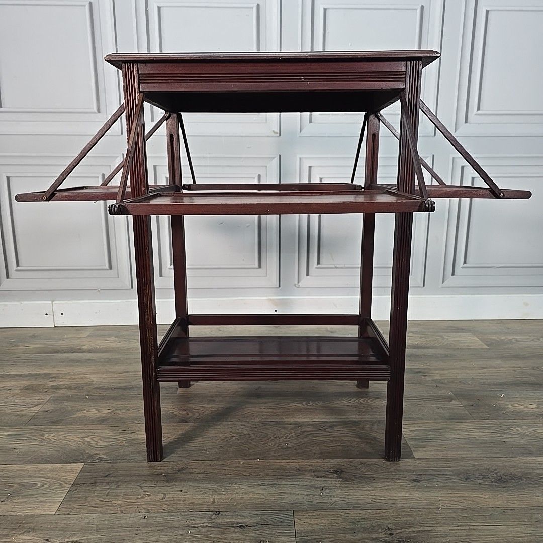 photo buy Antique Edwardian Mahogany Tea Table – Fold Out Butler Trays Campaign Style