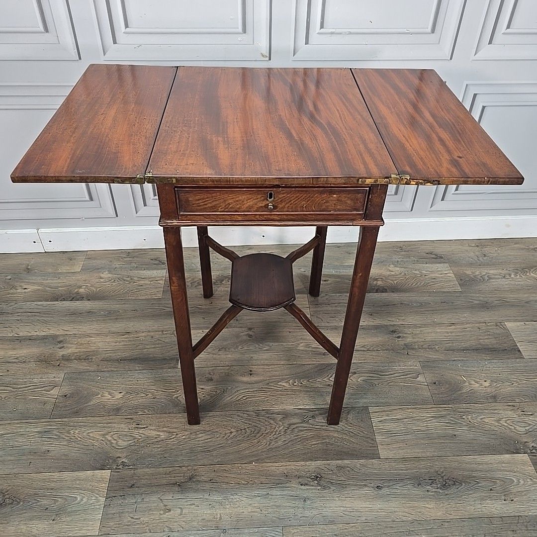 Antique Georgian Tea Table Mahogany Lamp Console Folding Games Card Wooden photo furniture