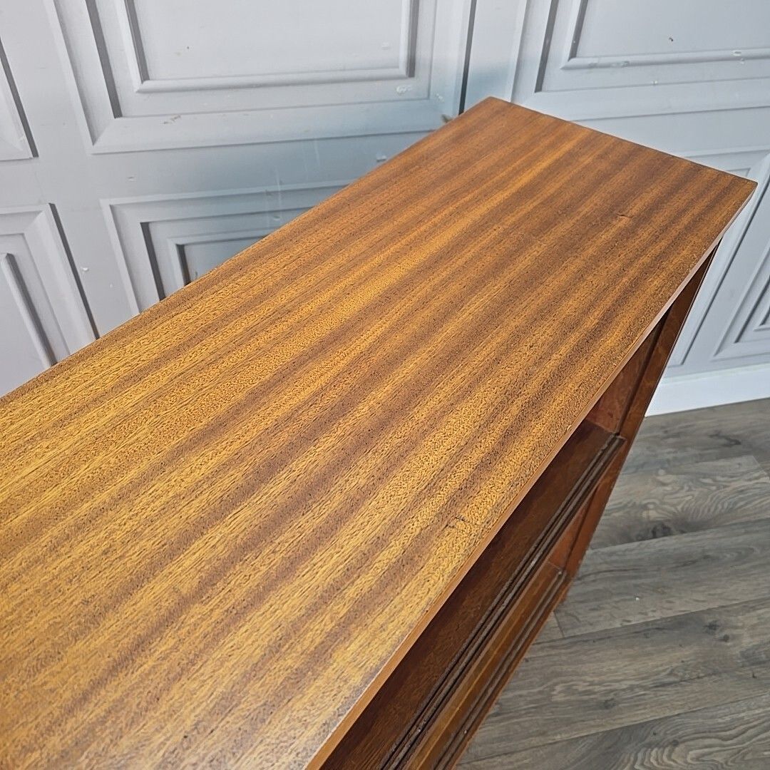 Vintage Mahogany Bookcase – Retro Shelf Library Shelves Mid Century Wooden photo vinterior