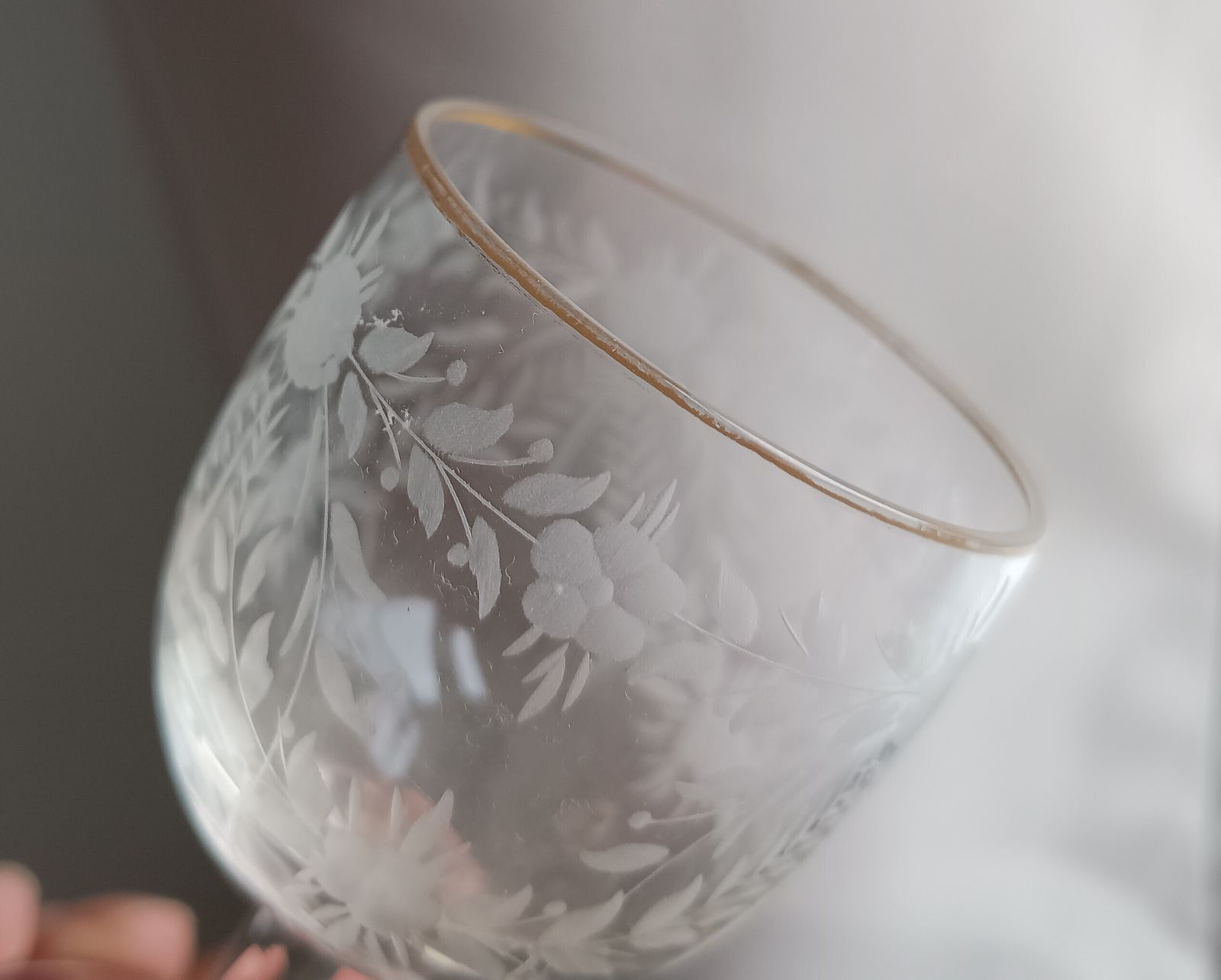 Antique French Crystal Drinks Tray & 2 Glasses: Engraved Garlands, Gilt Decor, Belle Epoque photo buy