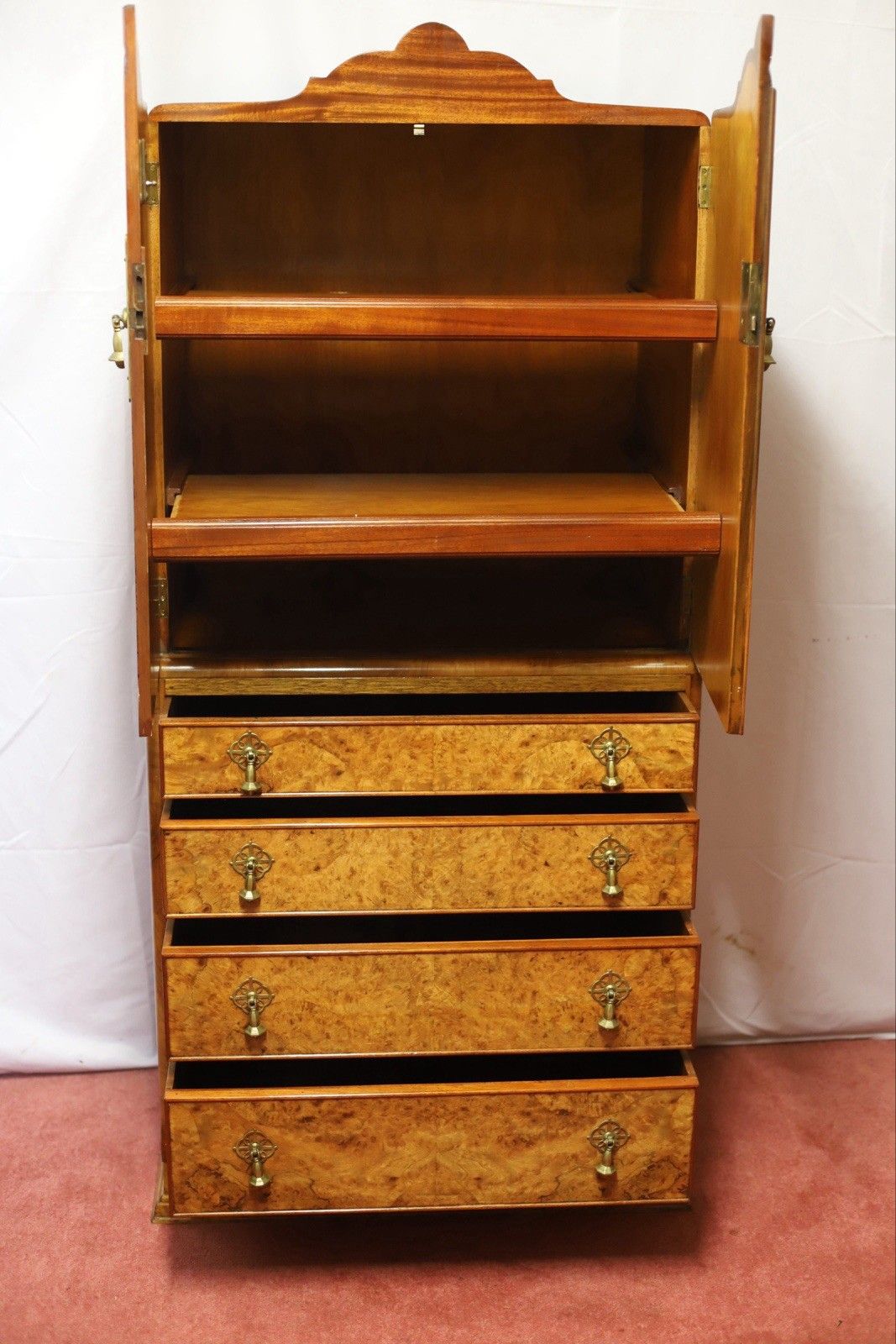Beautiful Antique Art Deco Burr Walnut Chest Of Drawers photo 1328.0