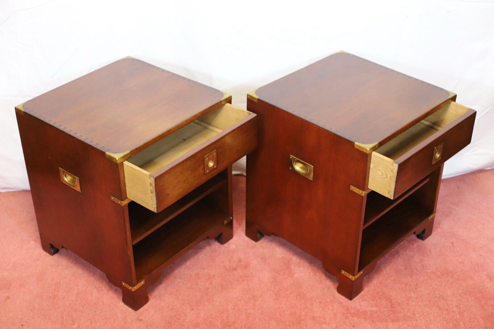 Kennedy Of Ipswich For Harrods Stunning Set Of Two Military Campaign Nightstand photo for sale