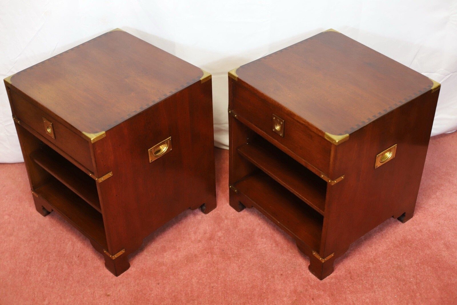 Kennedy Of Ipswich For Harrods Stunning Set Of Two Military Campaign Nightstand photo vintage