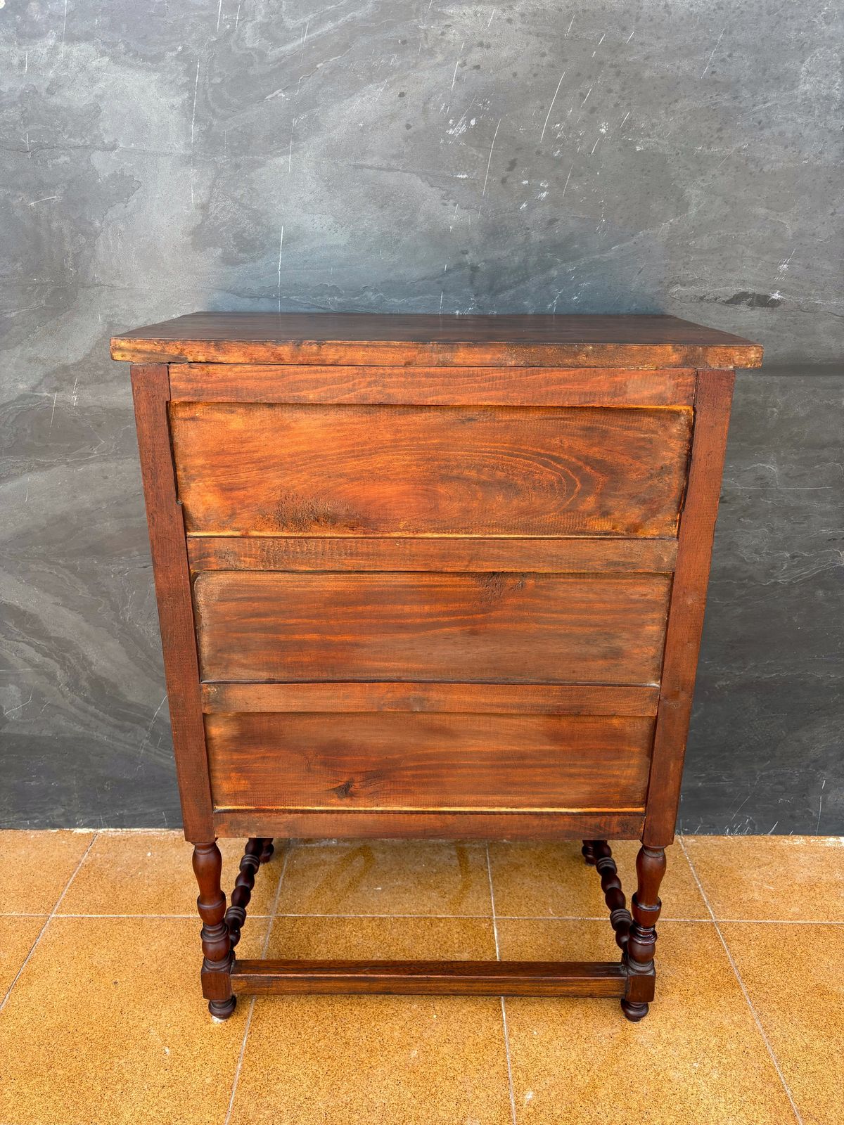 Spanish Renaissance Revival Oak Chest Of Drawers With Carved Floral Fronts, 1930 photo vintage
