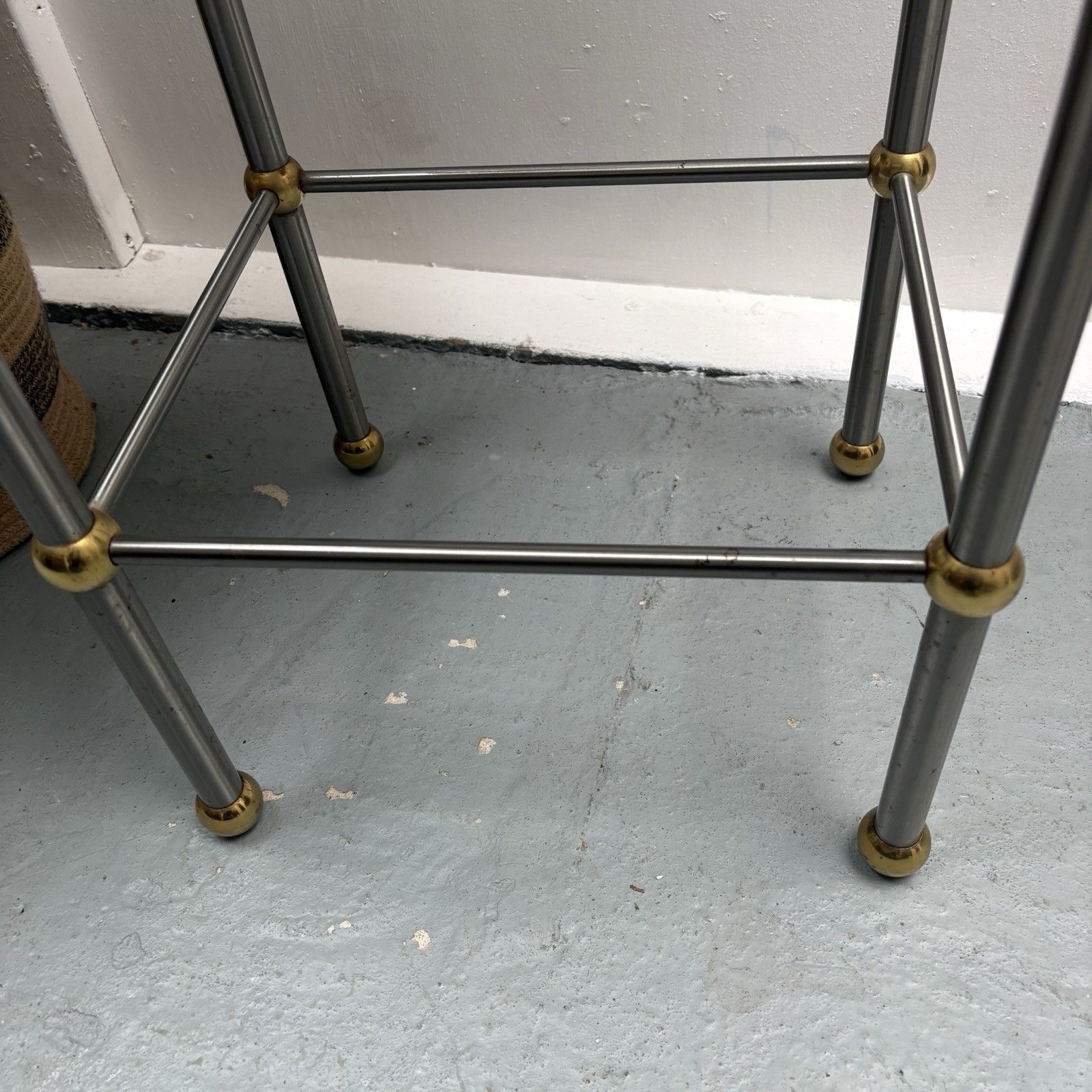 Vintage French 1970s Chrome, Brass & Marble Bedside Sofa End Side Table photo buy