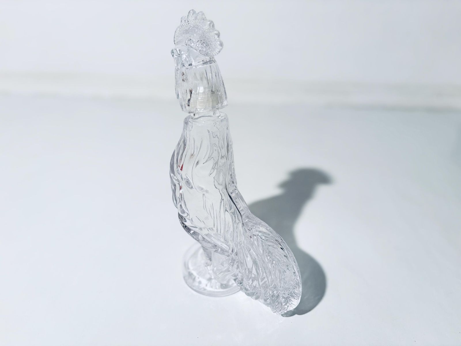 Rooster Shape Glass Spirit Decanter Carafe Italy / Mid Century Vintage Decor photo buy