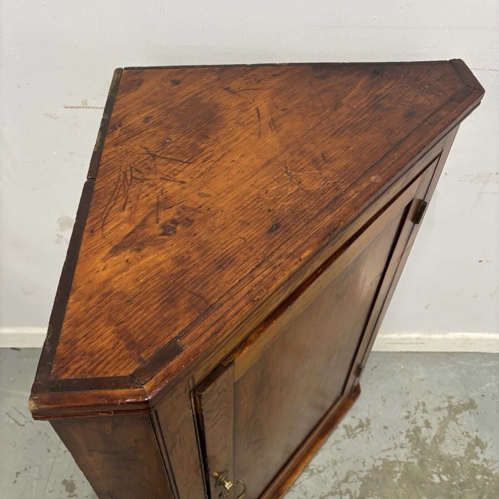 Vintage Wood Corner Cabinet – Vintage Panelled Cupboard With Shelves photo vintage