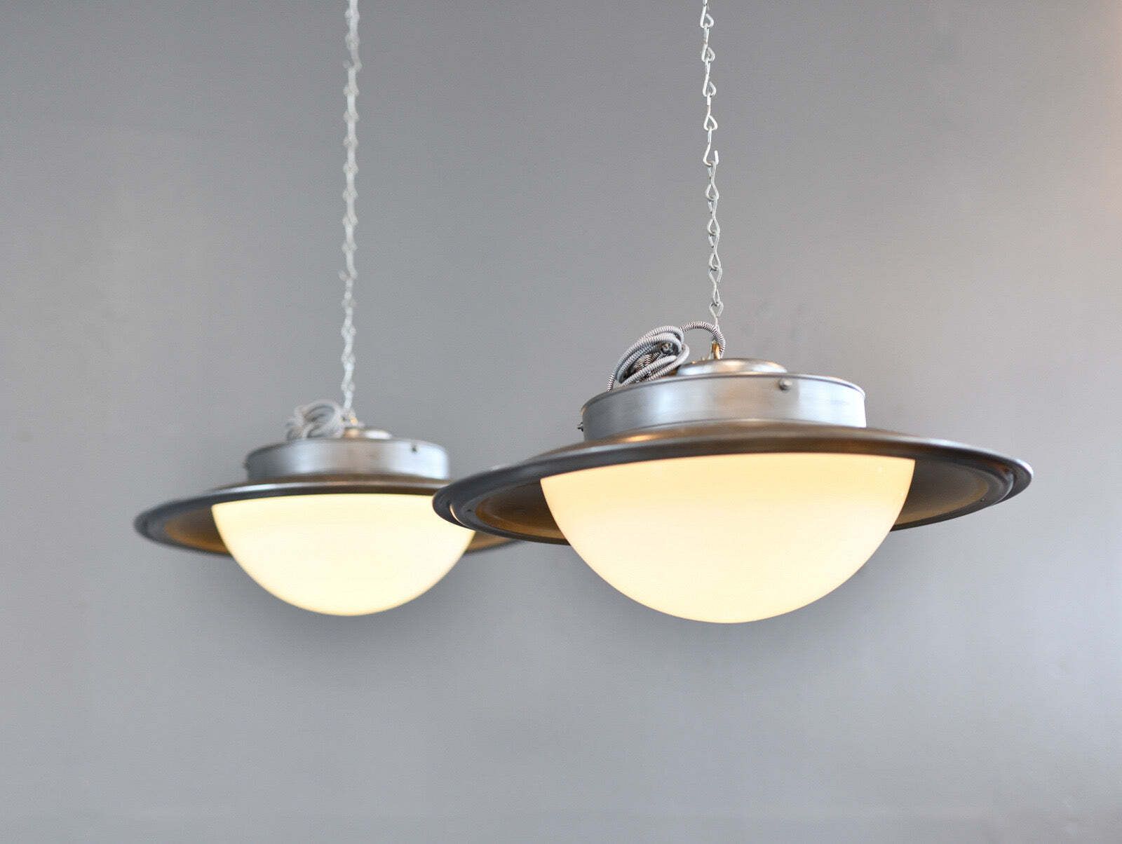 Ufo Pendant Lights By Adolf Meyer For Zeiss Ikon Circa 1930s photo vinterior