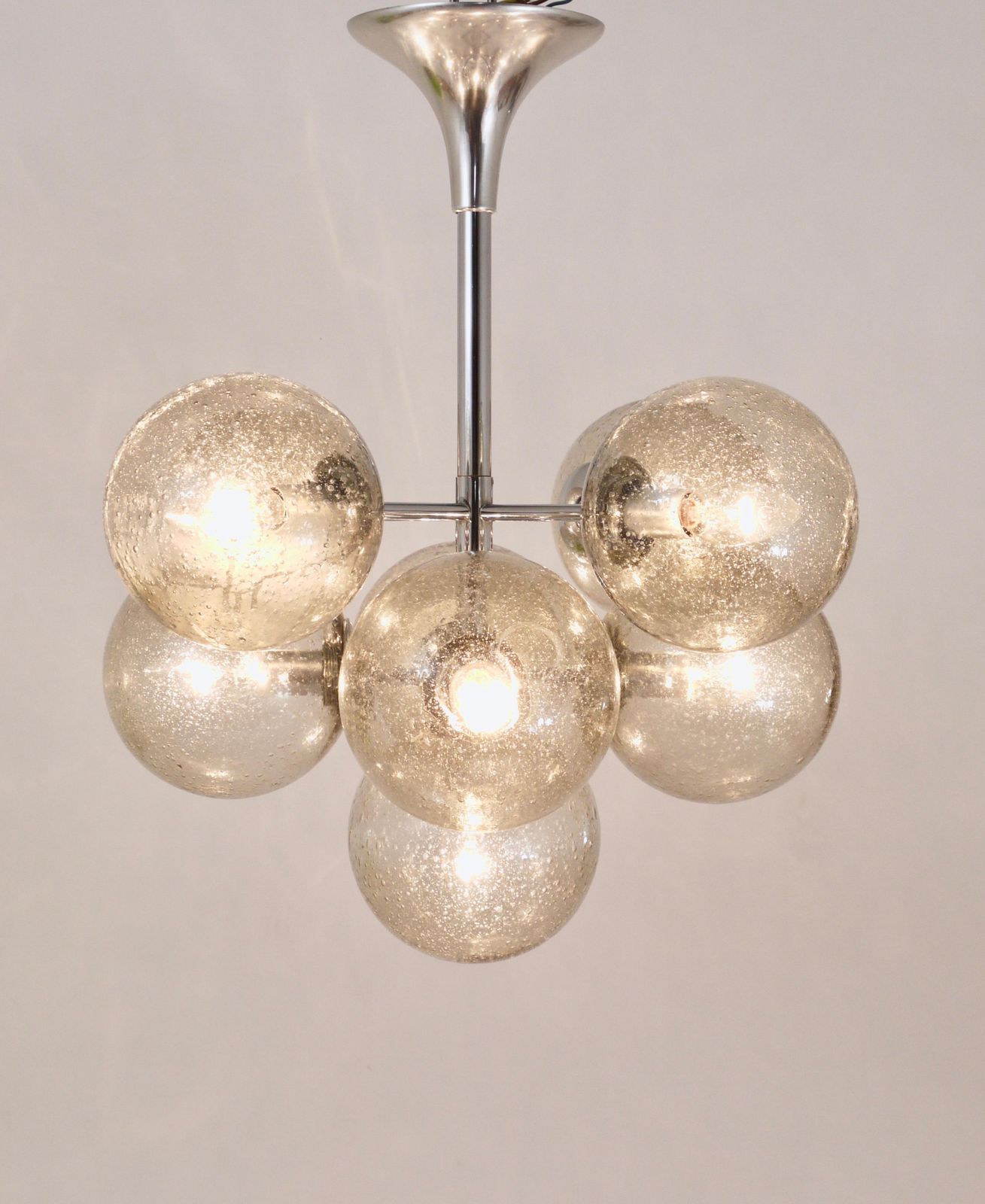 E. R. Nele Temde Atomic Sputnik Chandelier Chromed Space Age Tulip Pendant Lamp photo furniture